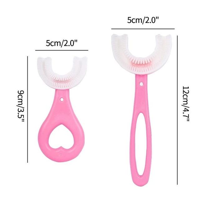 U-shaped Baby Toothbrush Children 360 Degree Child Toothbrushes Teethers Soft Silicone Toddlers Brush Kids Teeth Oral Care Cleaning Newborn Silicone Baby Toothbrush, 1-2 Years