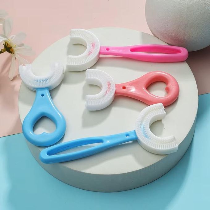 U-shaped Baby Toothbrush Children 360 Degree Child Toothbrushes Teethers Soft Silicone Toddlers Brush Kids Teeth Oral Care Cleaning Newborn Silicone Baby Toothbrush, 1-2 Years