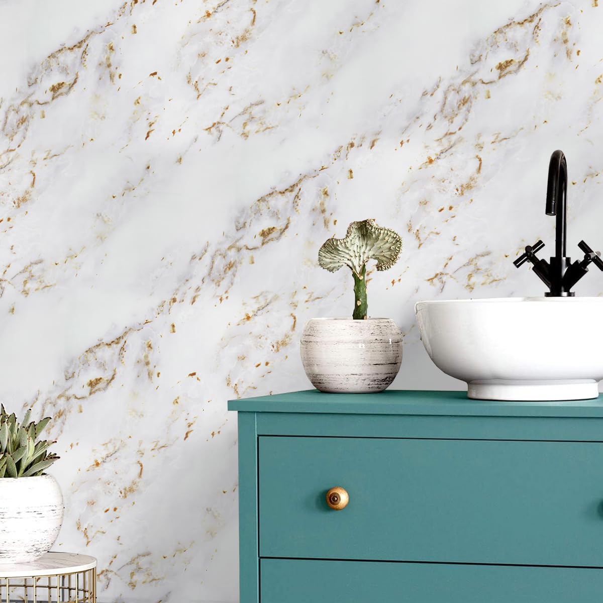 Self Adhesive Marble Vinyl Wallpaper Roll Self-Adhesive Contact Paper Marble Contact Paper Counter Top Covers Peel and Stick Waterproof Removable Wall Paper