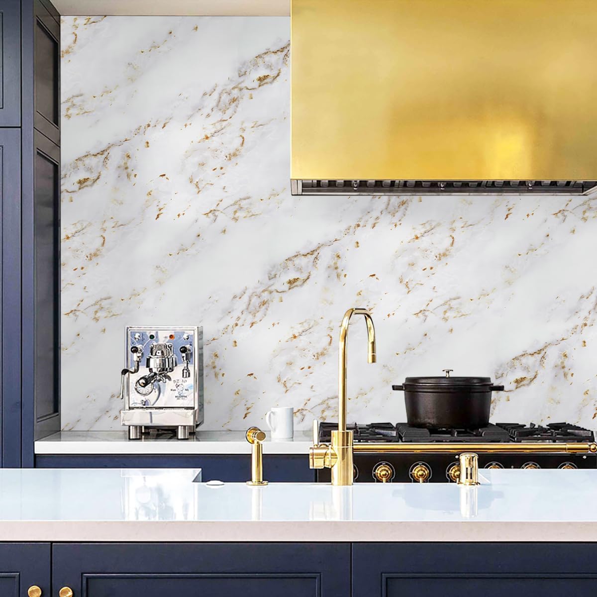 Self Adhesive Marble Vinyl Wallpaper Roll Self-Adhesive Contact Paper Marble Contact Paper Counter Top Covers Peel and Stick Waterproof Removable Wall Paper