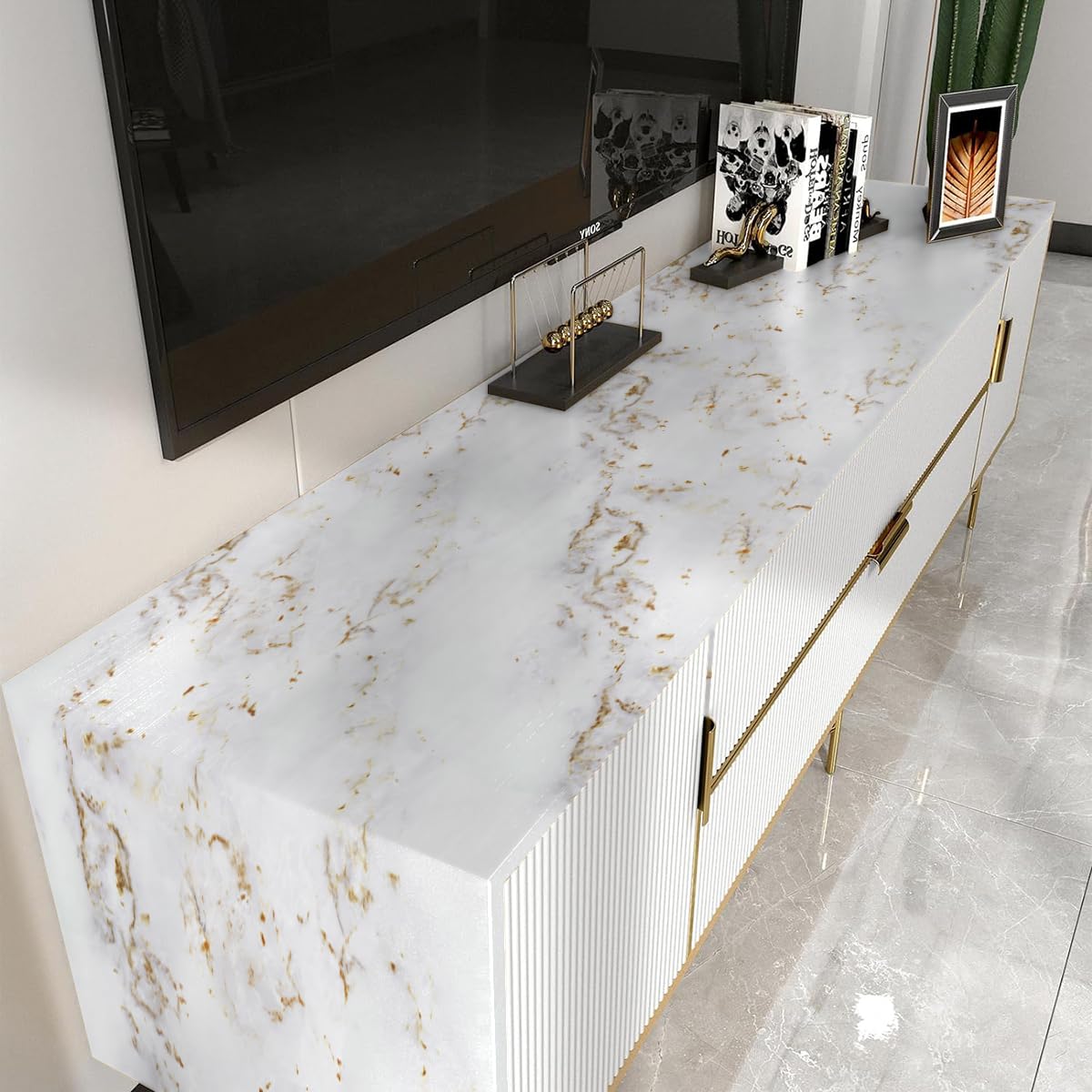 Self Adhesive Marble Vinyl Wallpaper Roll Self-Adhesive Contact Paper Marble Contact Paper Counter Top Covers Peel and Stick Waterproof Removable Wall Paper