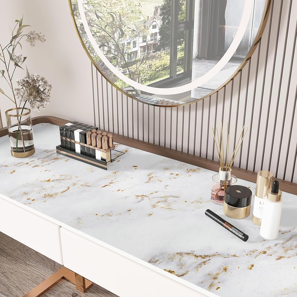 Self Adhesive Marble Vinyl Wallpaper Roll Self-Adhesive Contact Paper Marble Contact Paper Counter Top Covers Peel and Stick Waterproof Removable Wall Paper