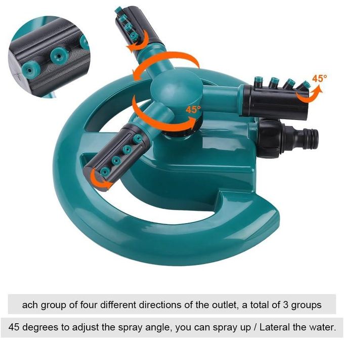 Sprinkler Rotating 3 Arm Sprinkler Irrigation Water Sprayers Garden Sprinkler Adjustable Lawn Sprinkler 360 Degree Garden Lawn Automatic Sprinkler