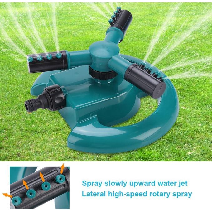 Sprinkler Rotating 3 Arm Sprinkler Irrigation Water Sprayers Garden Sprinkler Adjustable Lawn Sprinkler 360 Degree Garden Lawn Automatic Sprinkler