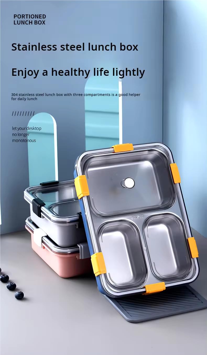 3 Compartment  Lunch Box, Leakage Proof Lunch Box for School Leak Proof 3 Compartment  Lunch Boxes Tiffin Box for Adult Kids 3 Containers Lunch Box  (850 ml, Thermoware)