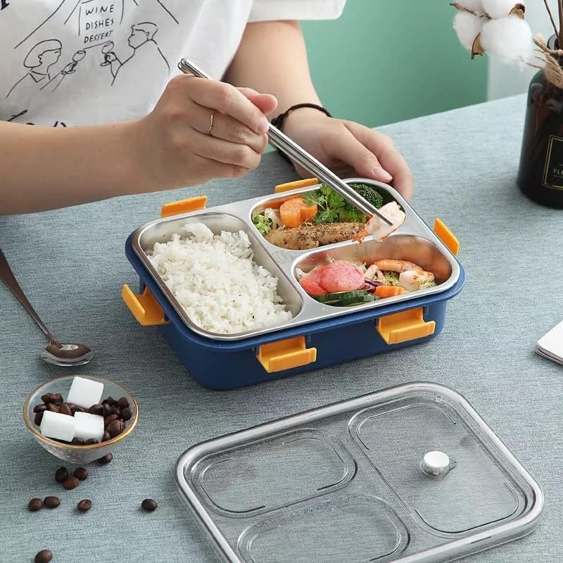 3 Compartment  Lunch Box, Leakage Proof Lunch Box for School Leak Proof 3 Compartment  Lunch Boxes Tiffin Box for Adult Kids 3 Containers Lunch Box  (850 ml, Thermoware)