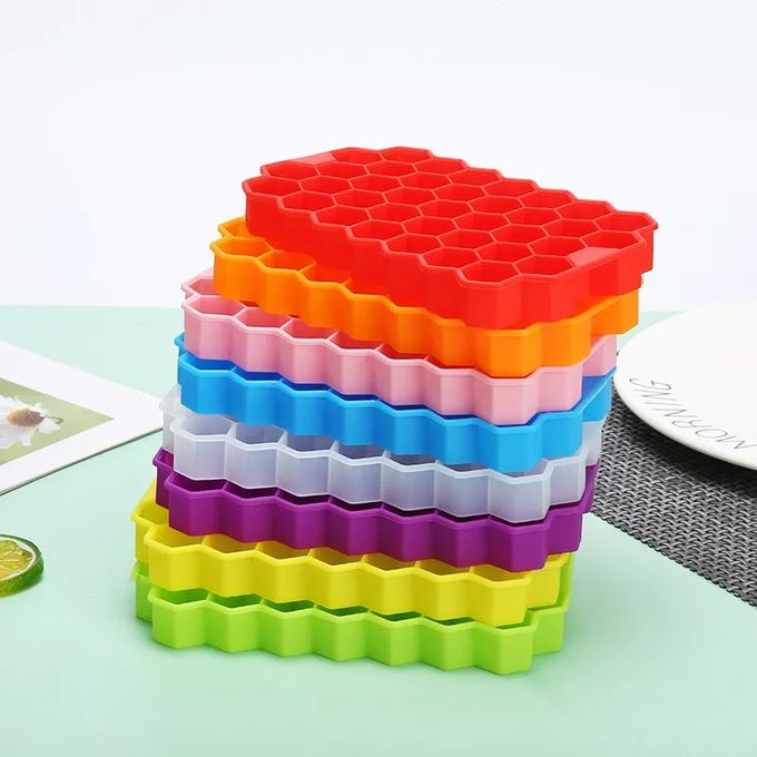37 Grids Honeycomb Silicon Ice Cube Maker Tray Stack-able Silicone Flexible Mold Freezer Grinding Easy Release Reusable mold 37 Grids Silicon Ice Cube Maker Tray