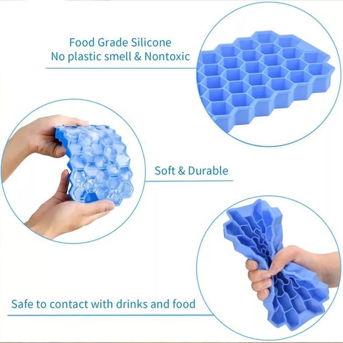37 Grids Honeycomb Silicon Ice Cube Maker Tray Stack-able Silicone Flexible Mold Freezer Grinding Easy Release Reusable mold 37 Grids Silicon Ice Cube Maker Tray
