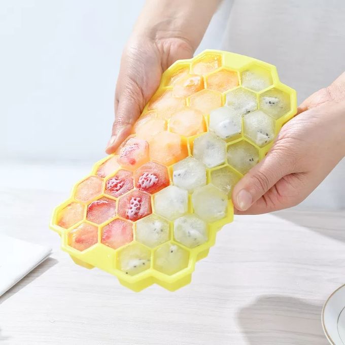 37 Grids Honeycomb Silicon Ice Cube Maker Tray Stack-able Silicone Flexible Mold Freezer Grinding Easy Release Reusable mold 37 Grids Silicon Ice Cube Maker Tray