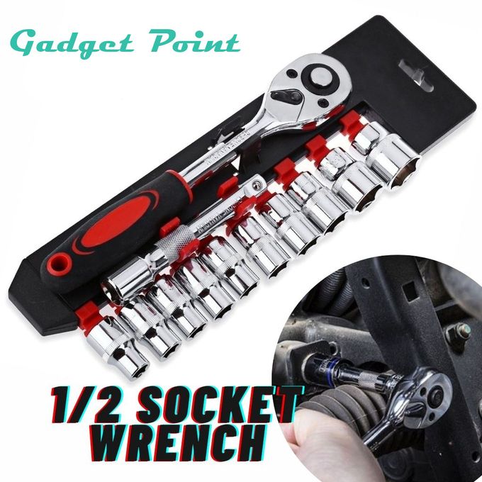 12Pcs Box Socket Spanner Set With Ratchet Handle And Extension