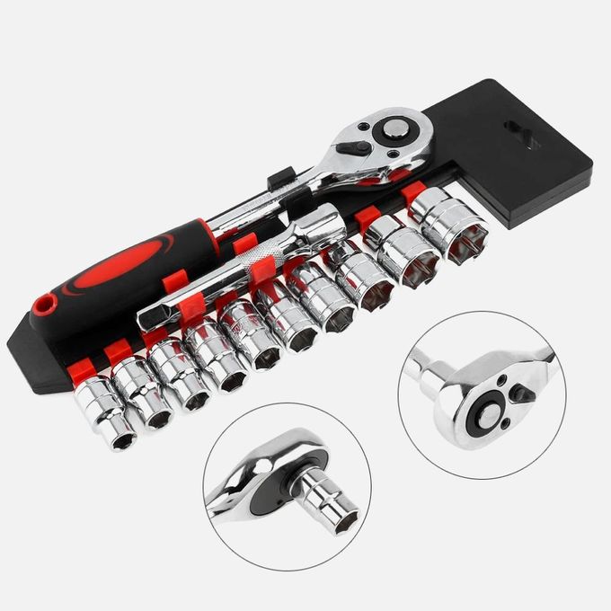 12Pcs Box Socket Spanner Set With Ratchet Handle And Extension