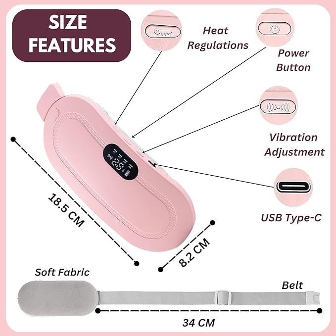 Rechargeable Period Cramps Relief Belt | Portable Cordless Heating Pad for Period Cramps | Portable Menstrual Heating Pad | Period Pain Relief Heating Belt Period Pain Electric Warming Belt Massages