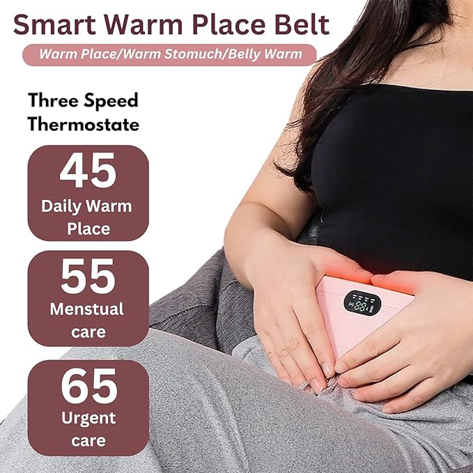 Rechargeable Period Cramps Relief Belt | Portable Cordless Heating Pad for Period Cramps | Portable Menstrual Heating Pad | Period Pain Relief Heating Belt Period Pain Electric Warming Belt Massages