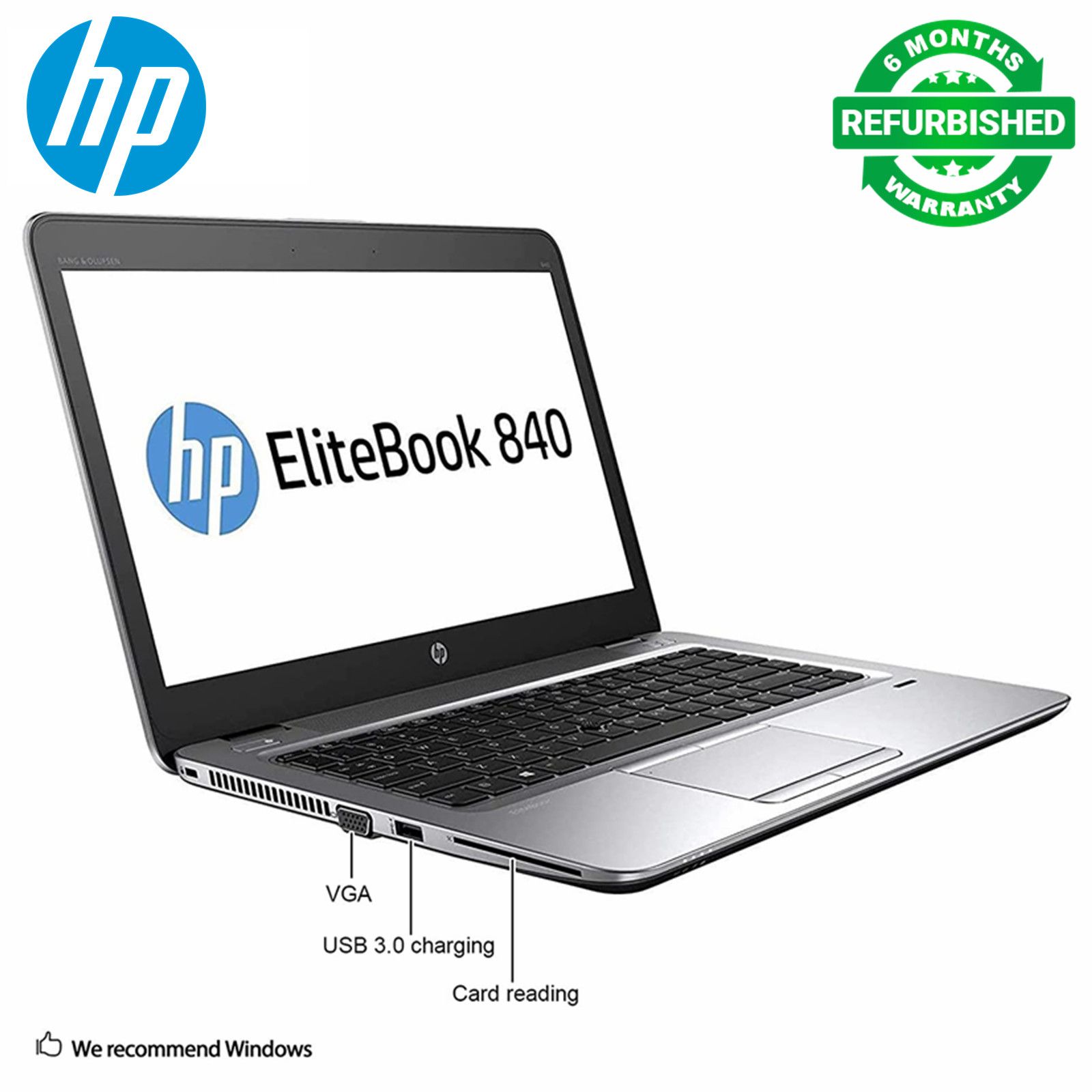 [Core i5+8gb+500gb+14''] Refurbished Hp Elitebook 840 G3 Laptop Intel Core i5 6th Gen 8GB 500GB HDD 14" 2.4 Ghz processor Backlit Keyboard Notebook Laptop Computer Windows 11 Office