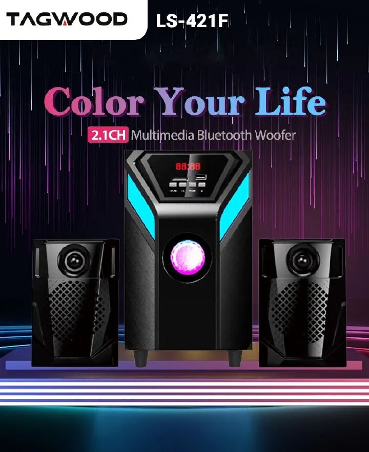 TAGWOOD LS-421F 2.1CH 6000W PMPO WOOFER Home Audio SPEAKER BLUETOOTH/FM/SB/USB Subwoofer Speaker System
