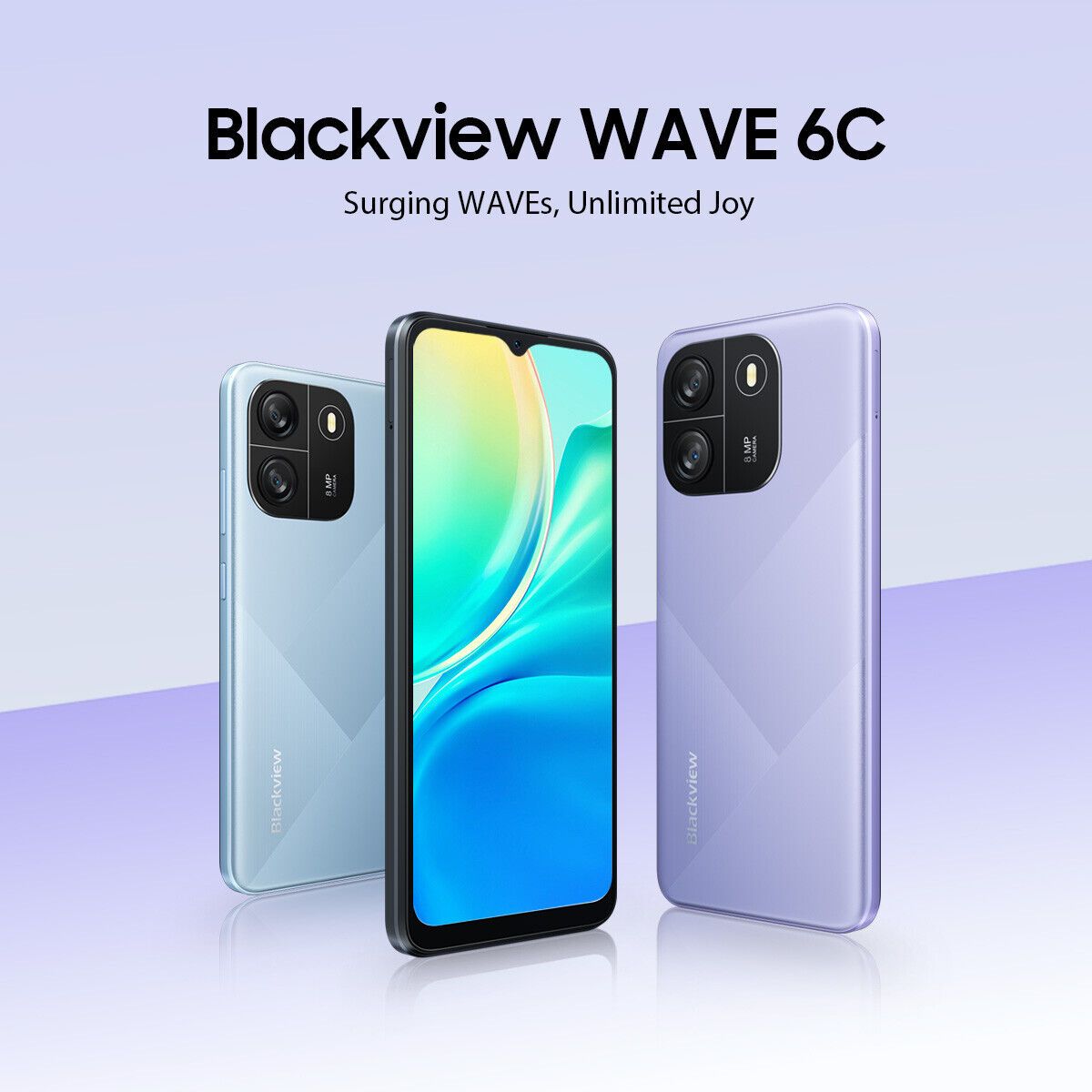 Blackview Wave 6C Smartphone 4(2+2)GB RAM+32GB ROM 6.5 Inches HD+IPS (Dual SIM), 5100mAh Face unlock Android 13 Smartphone