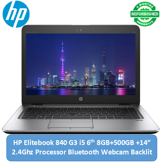 (FREE MOUSE)Refurbished HP 840 G3 Notebook Laptop - Intel Core i5 6th - 8GB RAM 500GB HDD ROM - 14'' Windows 11 Bluetooth Webcam Intel HD Graphics Keyboard Notebook