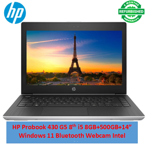 (i5 8th Gen+8GB+500GB+Mouse)Refurbished HP 430 G5 Laptop i5 8th 8GB RAM 500GB HDD 2.45 Ghz 14" FHD Display Windows 11 Student Notebook Laptops Computer