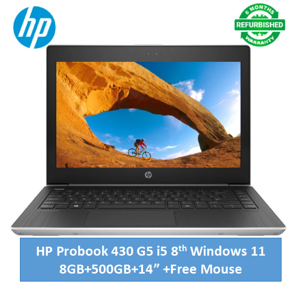 (i5 8th Gen+8GB+500GB+Mouse)Refurbished HP 430 G5 Laptop i5 8th 8GB RAM 500GB HDD 2.45 Ghz 14" FHD Display Windows 11 Student Notebook Laptops Computer