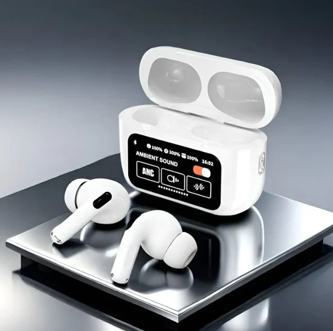 ANC/ENC TWS A9 Pro Airpods Touch Screen Type C Wireless Earbuds/Headphones Noise Cancelling in Ear Bluetooth Earphones, with Charging Case Multi Functions LED Full Color Display for iPhone / Android
