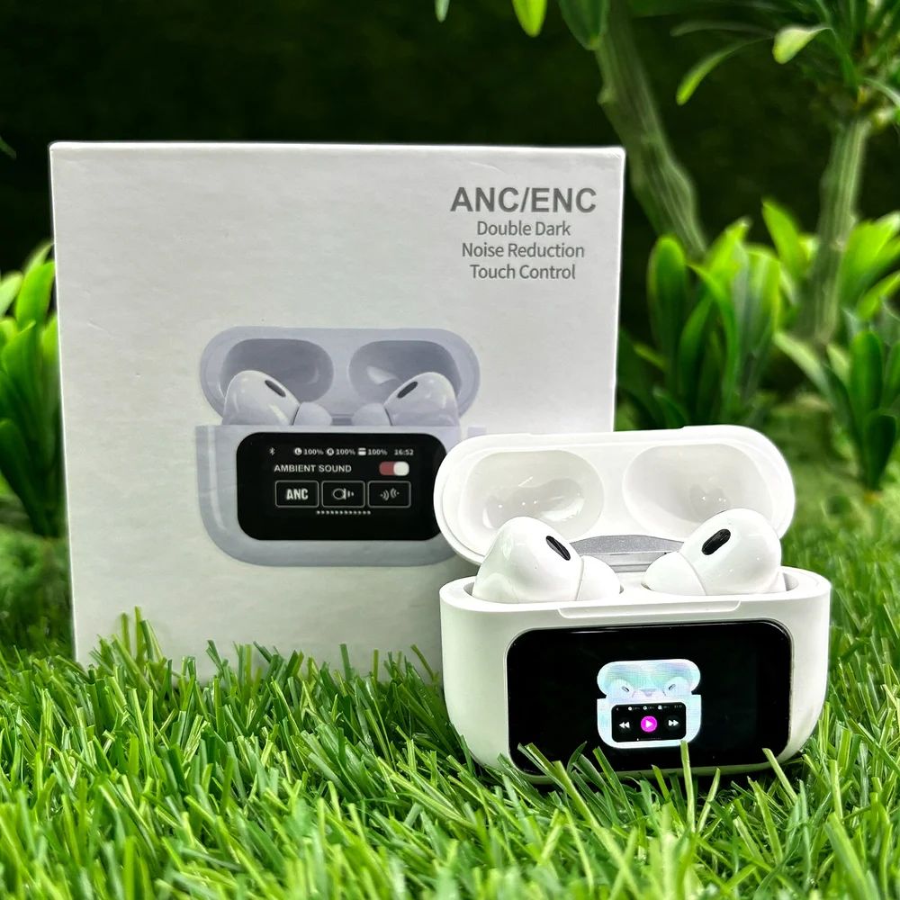 ANC/ENC TWS A9 Pro Airpods Touch Screen Type C Wireless Earbuds/Headphones Noise Cancelling in Ear Bluetooth Earphones, with Charging Case Multi Functions LED Full Color Display for iPhone / Android