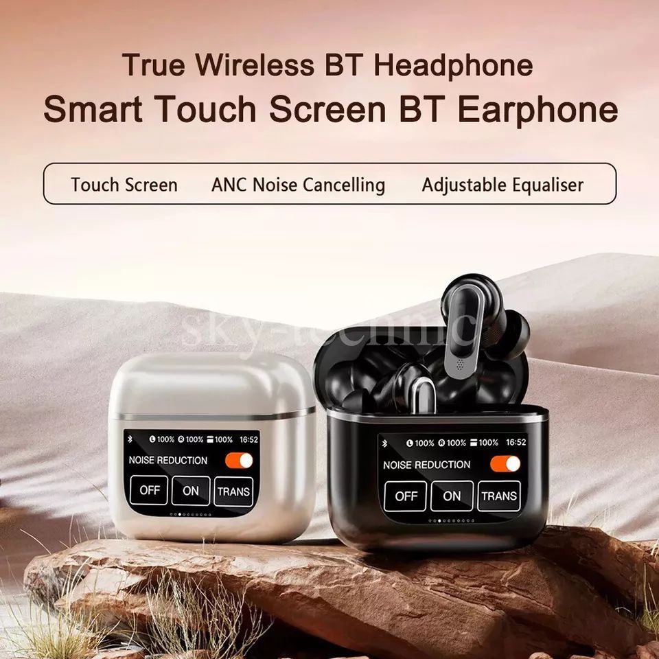 ANC/ENC TWS A9 Pro Airpods Touch Screen Type C Wireless Earbuds/Headphones Noise Cancelling in Ear Bluetooth Earphones, with Charging Case Multi Functions LED Full Color Display for iPhone / Android