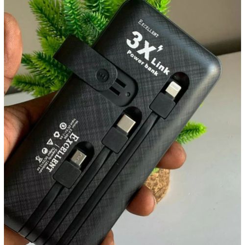 Excellent Power Bank 20000mAh  12000mAh & 10000mAh Cable Charger PowerBank Charging Cables For ALL Phones Supports FAST Charging High Power Capacity; 20,000mAh Best for travellers phone u