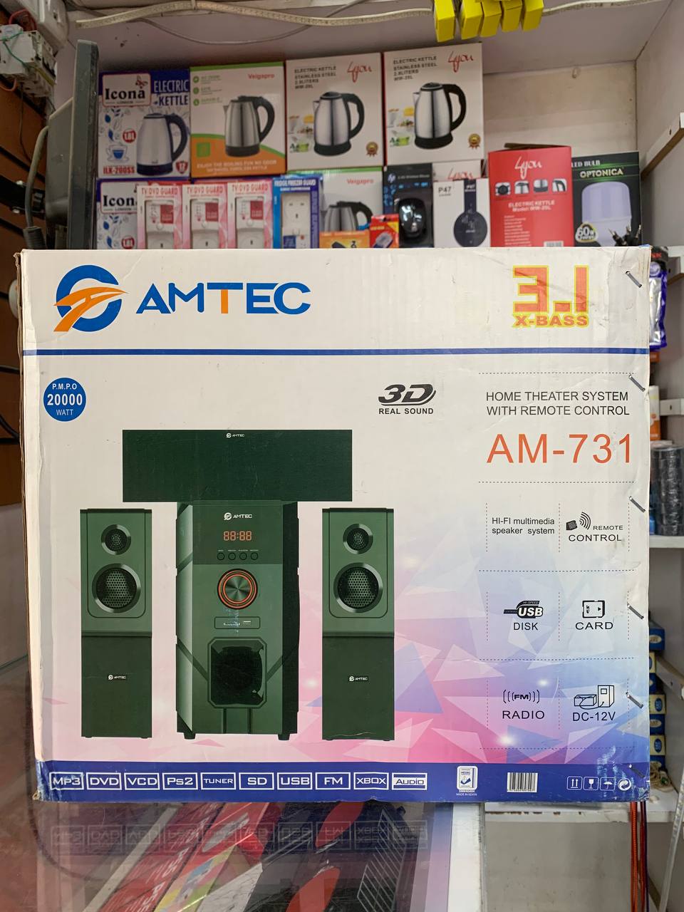 Amtec 731 3.1CH HI-FI Subwoofer Home Theatre system 20000W FM/BT/SD/USB sub woofer SPEAKER SYSTEM