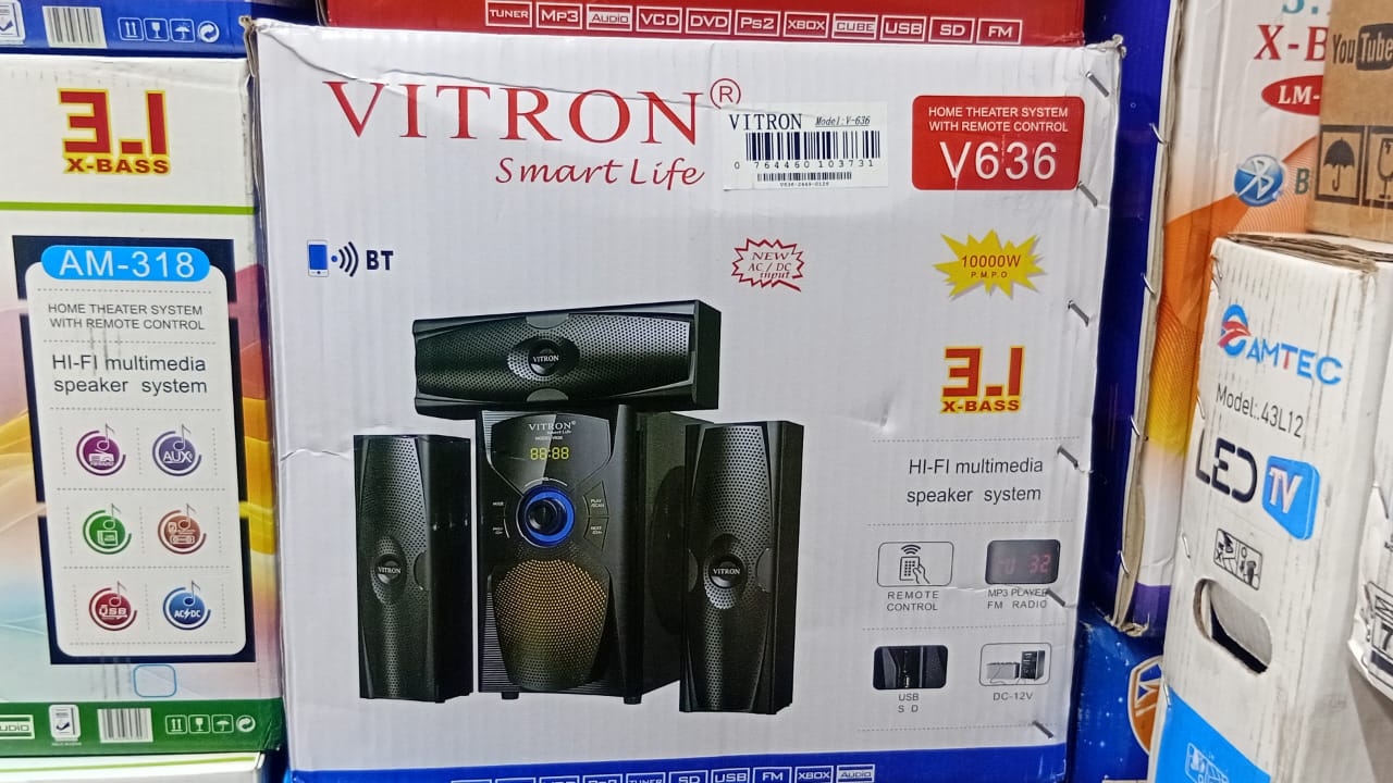 Brand New Vitron V636 3.1CH Woofer Multimeedia Bluetooth  Woofer Multimedia X-Bass Speaker System Home Theatre System AC/DC Subwoofer Bluetooth Woofer USB/SD/FM Home Audio System with Remote Control