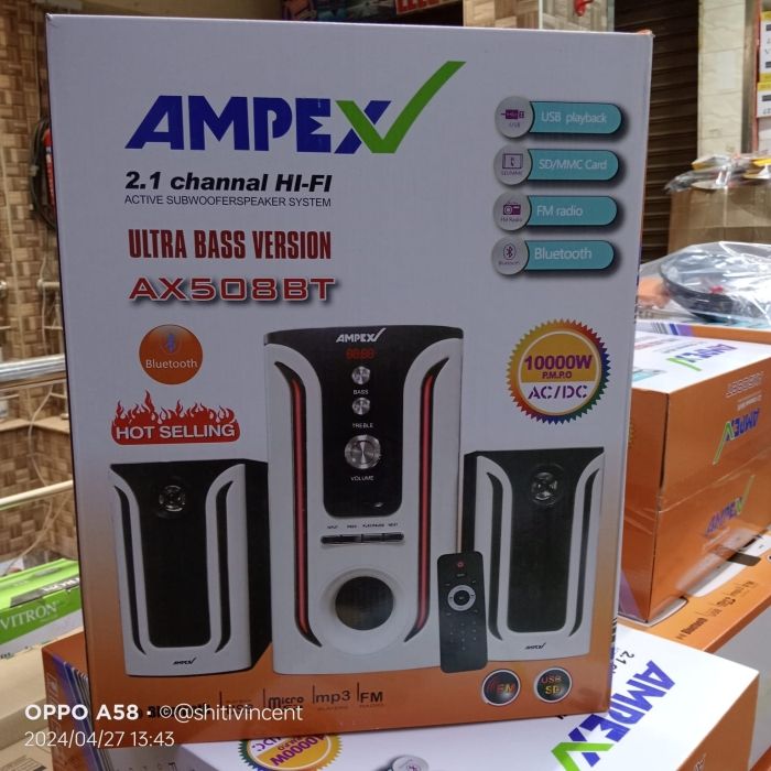Ampex 508 Woofer System AX508BT Home theatre Speaker system Sub Woofer Bluetooth USB FM 10000W Super Bass High tech Multimedia Subwoofer system