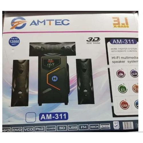 AMTEC AM 311 Woofer 3.1 CH XBAS Channel Multimedia Subwoofer Speaker System Home Theater  System 12000W PMPO BT/USB/SD/FM