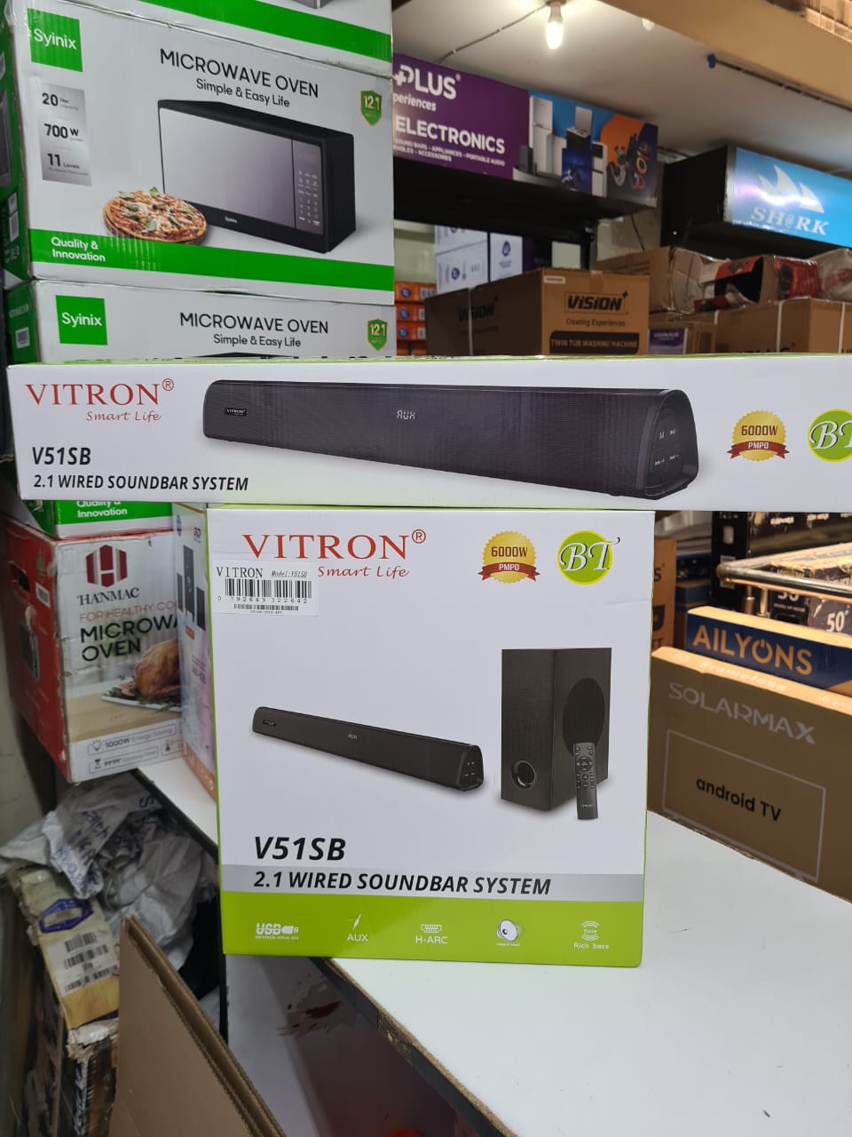 New Arrival Vitron 6000W 2.1CH V51SB Wired Soundbar System with AUX USB Bluetooth Speaker System Home Audio Rich Bass