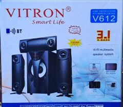 Vitron V612 3.1 Channel Home Speaker Theatre System with 10000W PMPO X-BASS, Bluetooth Connectivity, AC/DC Input, USB SD MP3 Player, FM Radio, Remote Control, Hi-Fi Multimedia Speaker