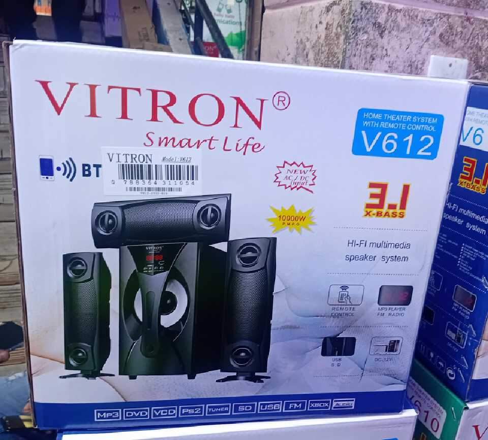 Vitron V612 3.1 Channel Home Speaker Theatre System with 10000W PMPO X-BASS, Bluetooth Connectivity, AC/DC Input, USB SD MP3 Player, FM Radio, Remote Control, Hi-Fi Multimedia Speaker