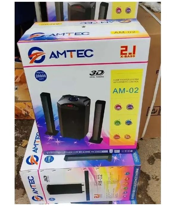 AMTEC AM-02 Tall Boy Speaker System 20000W PMPO 2.1CH Subwoofer Multimedia Home theater Speaker system With Microphone Bluetooth FM USB SD with pure Bass AC/DC Power Remote Control