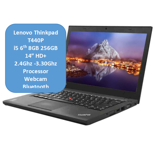 (Free Mouse)Refurbished Laptop Lenovo Thinkpad T440P Core i5 6th 8GB+256GB+14" Windows 11 14" FHD Display Bluetooth Webcam WiFi Intel Graphics 6 Months Warranty laptops