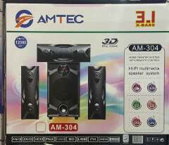 AMTEC AM-305 3.1CH HI-FI  12000W PMPO Multimedia Speaker System Sub Woofer Bluetooth Home Theater System with Remote -FM,USB,SD- Amtec 305 3D Real sound Bass