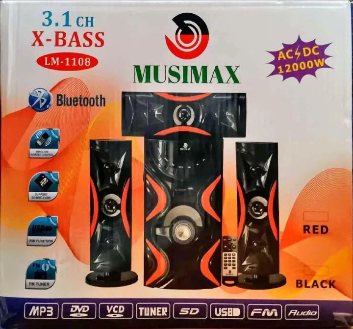 MUSIMAX LM-1108 Woofer 3.1CH Bluetooth Woofer Home Theater System Speaker Systems Subwoofer USB/SD/FM Home Audio System with Remote Control 12000W PMPO