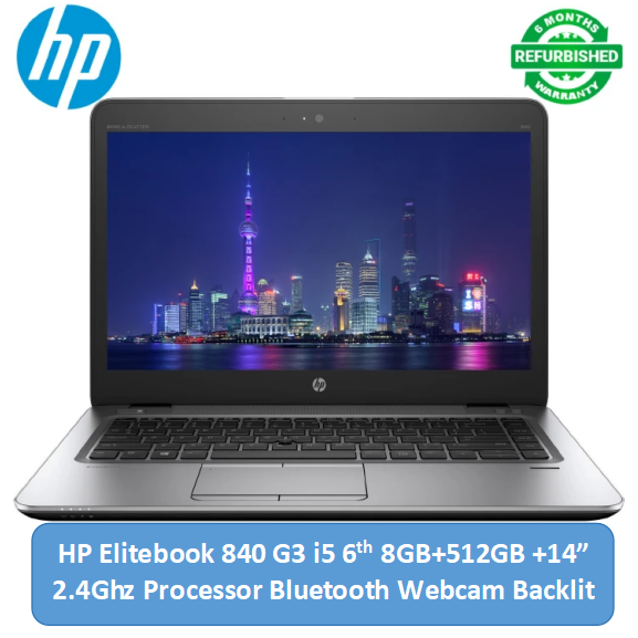 (i5+8GB+512GB+14"+Mouse)Refurbished Hp Elitebook 840 G3 Laptop - Intel Core i5 6th - 8GB RAM 512GB SSD ROM - 14'' Windows 11 Notebook Silver 14 inch FHD Display Backlit keyboard Student Laptop