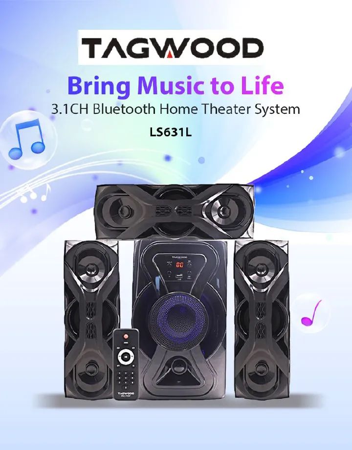 Tagwood New Arrival 631L 3.1CH 12000W Woofer Subwoofer Bluetooth Cinema Home theater System Bluetooth Hi-Fi Speaker Speaker System