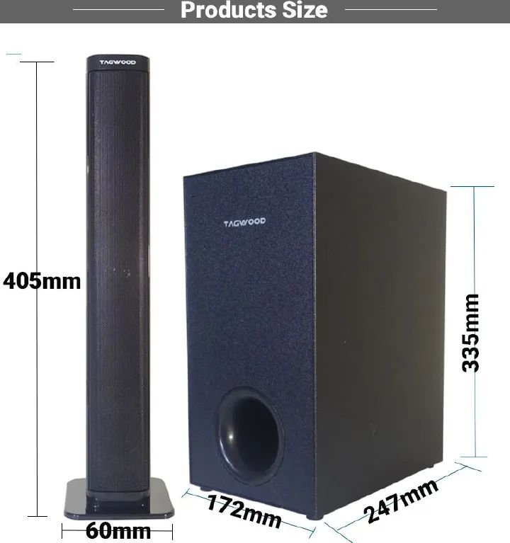 Tagwood 7500W 2.1CH Multimedia Bluetooth Woofer Speaker System Subwoofer Soundbar BT/USB/SD/FM Subwoofer Home Audilo System Soundbar with Remote Control S1 Speaker bass