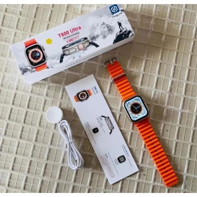 Smart Watch T800 Ultra Series 1.9inch Display For Men Women (Answer/Make Call), IP4 Waterproof, 123 Sports Modes, 8 Unique UI Interactions, SpO2, 24/7 Heart Rate Tracking, Sleep Monitor, Pedometer,