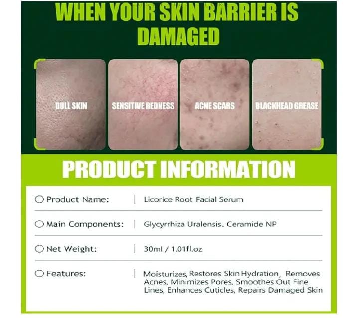 Licorice Root Facial Serum for removing impand dark spots