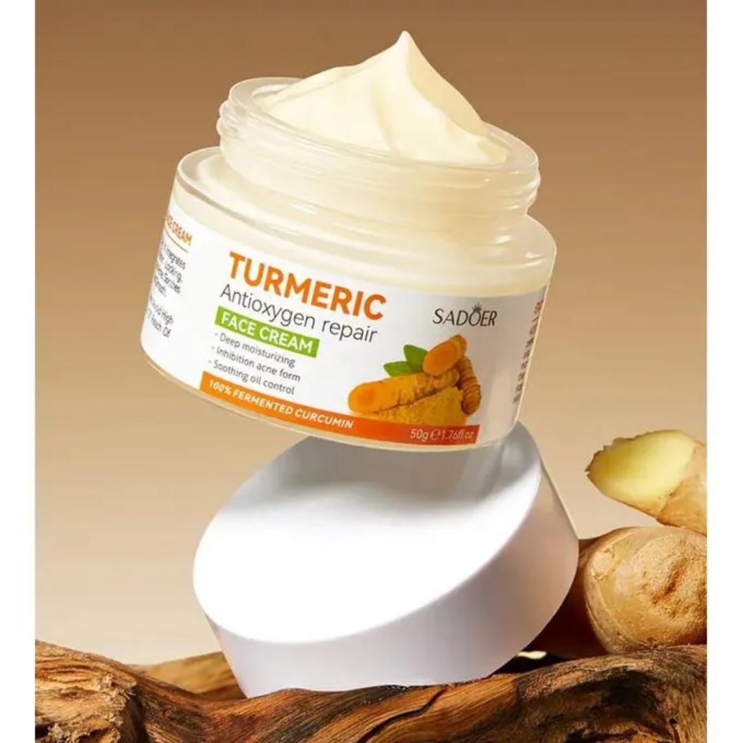 5 in 1 Sadoer Turmeric Set, Tumeric Cleanser + Face Serum +Face Toner + Face Cream + Tumeric Soap, with unparelled Vitamin C capabilities, Helps in Preven Acne, Sooth, Hydrate, Lighjten Acne Marks