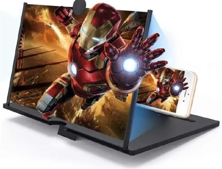Screen Magnifier – 3D HD Cell Phone Magnifing Screen Enlarger Projector for Movies Videos and Gaming – Foldable Phone Stand Holder with Screen Amplifier Compatible with All Smartphones