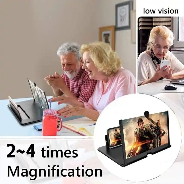 Screen Magnifier – 3D HD Cell Phone Magnifing Screen Enlarger Projector for Movies Videos and Gaming – Foldable Phone Stand Holder with Screen Amplifier Compatible with All Smartphones