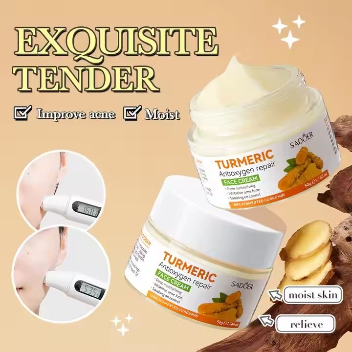 3 Packs Sadoer Turmeric Soap Bar +Serum + Cream Skin Care for Shower, Smoothing and Cleanses Skin Face Wash Soap Face Serum, Face Wash Oily Skin Bar Soap for Face and Body (Serum Soap Sets)