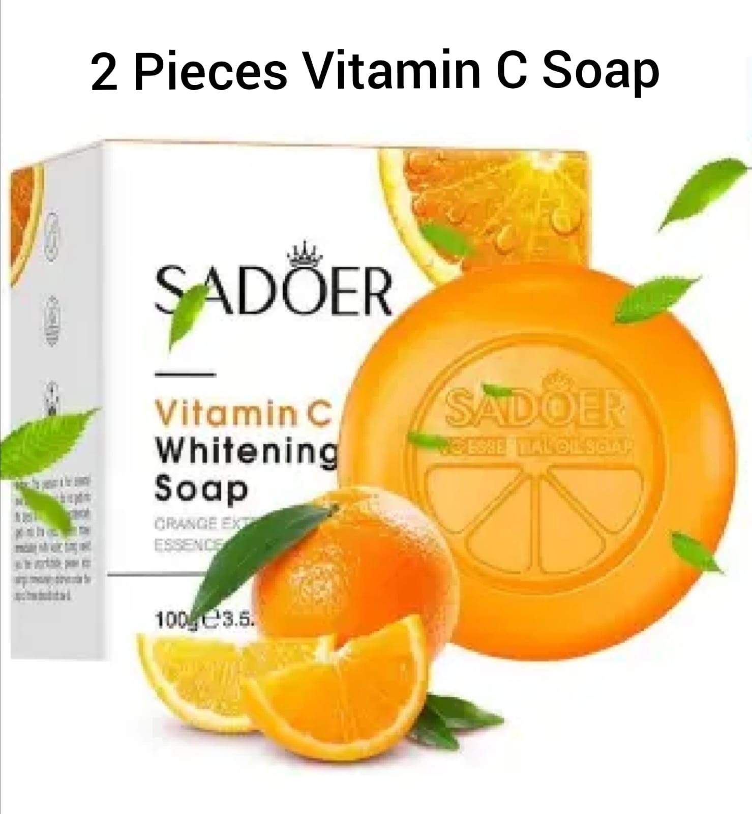 2 Pieces SADOER Vitamin C Soap Bar for Face & Body,Moisturizing,Smooth Skin,Beauty Bar Sensitive Skin With Gentle Cleanser For Both Men Women