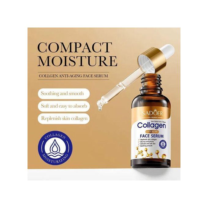 SADOER Collagen Face Serum For Skin Tightening Helps Lift, Plump & Firm Sagging Skin Serums For Skin Care Anti Wrinkle Boost, Frarance Free  Pure Natural Active Collagen Face Serum