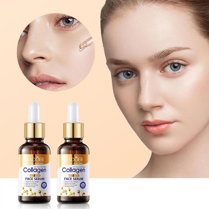 SADOER Collagen Face Serum For Skin Tightening Helps Lift, Plump & Firm Sagging Skin Serums For Skin Care Anti Wrinkle Boost, Frarance Free  Pure Natural Active Collagen Face Serum